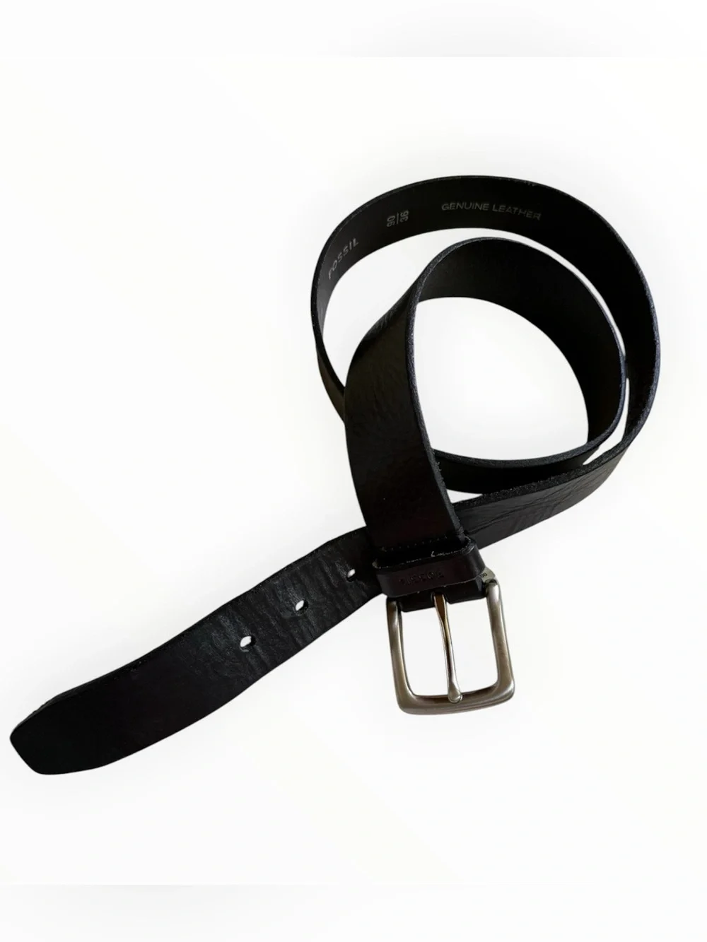 Fossil Black Leather Men's Belt with Silver Buckle size 36 can be unisex